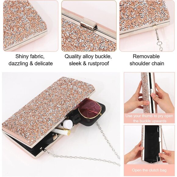 Exquisite 5-Piece Jewelry Set with Rhinestone Clutch - Ultimate Formal Accessory - Picture 4 of 6